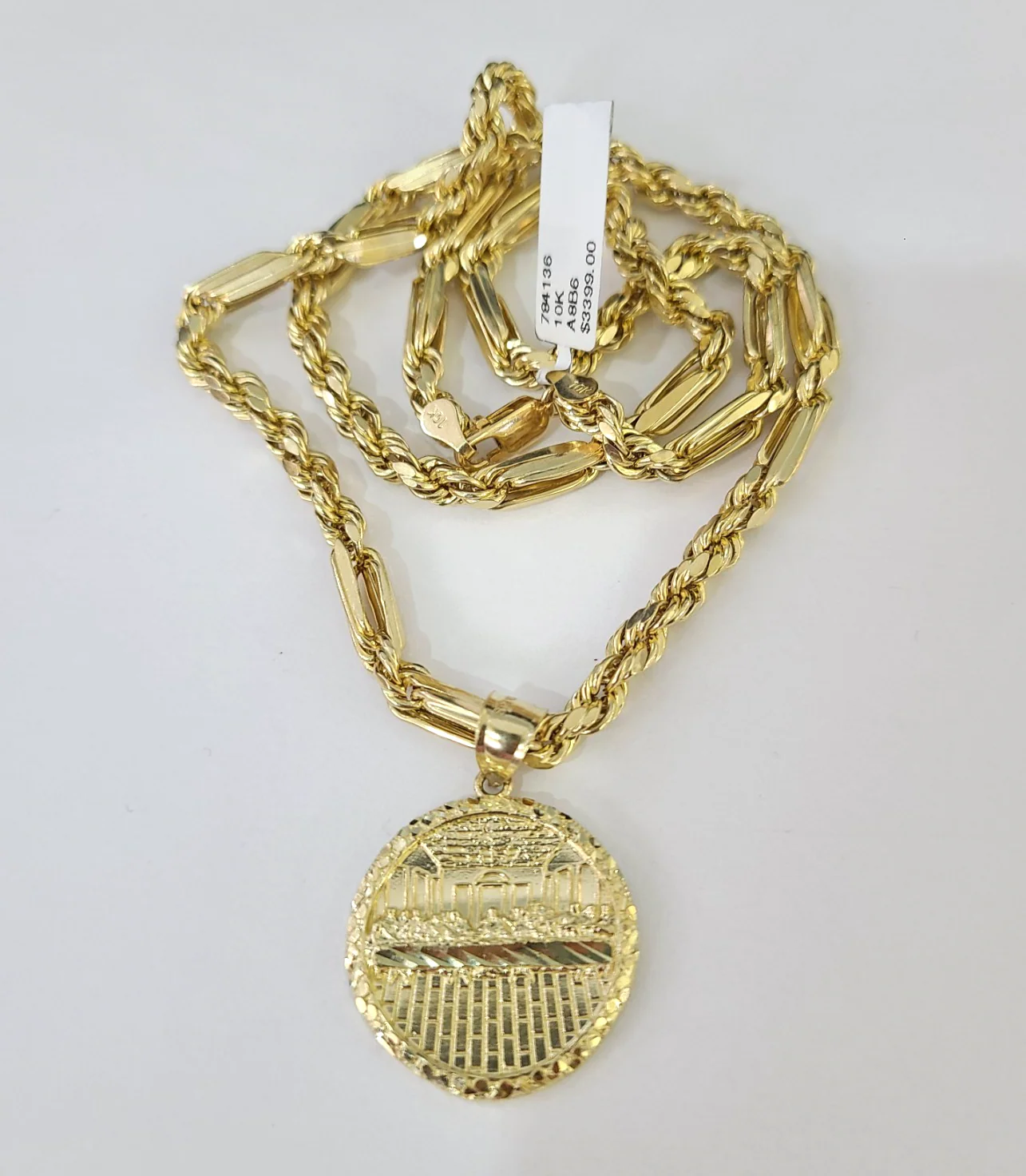 10k Milano Rope Chain Last Supper Charm Necklace SET 5mm 18"-28" Pendant - Image 4