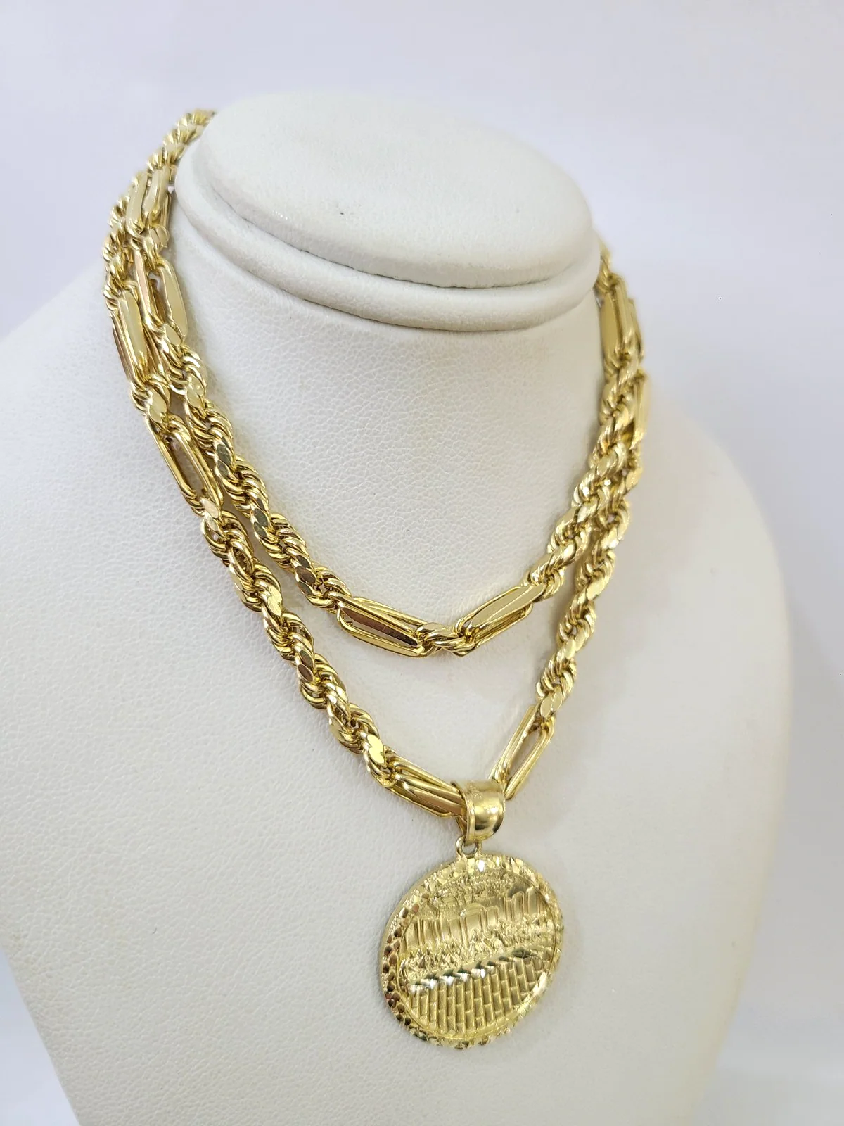 10k Milano Rope Chain Last Supper Charm Necklace SET 5mm 18"-28" Pendant - Image 5