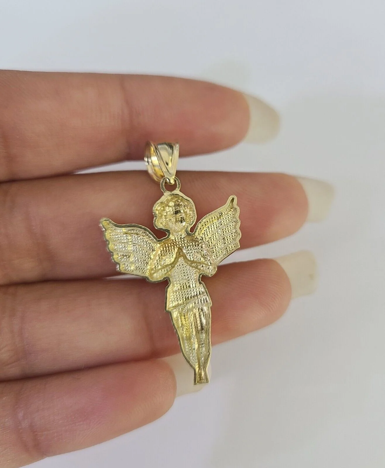 10k Milano Rope Chain Praying Angel Charm Necklace SET 3mm 18"-26" Pendant - Image 6