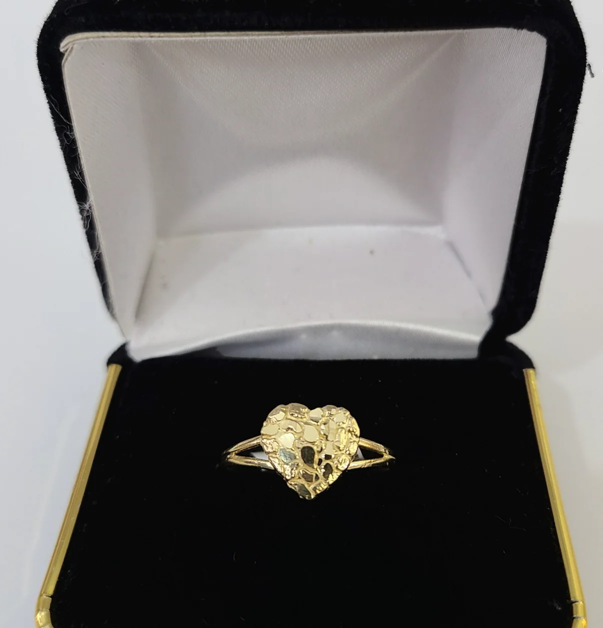 10k Nugget Heart Ring Yellow Gold Women Real Genuine All Sizes - Image 2