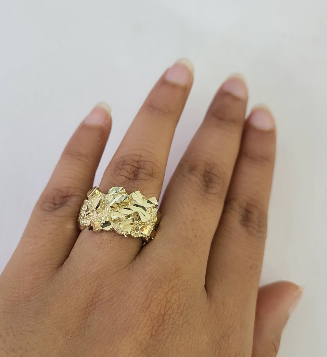 10k Nugget Jesus Cross Ring Casual Band Yellow Gold Genuine Brand New Religious All Sizes - Image 4