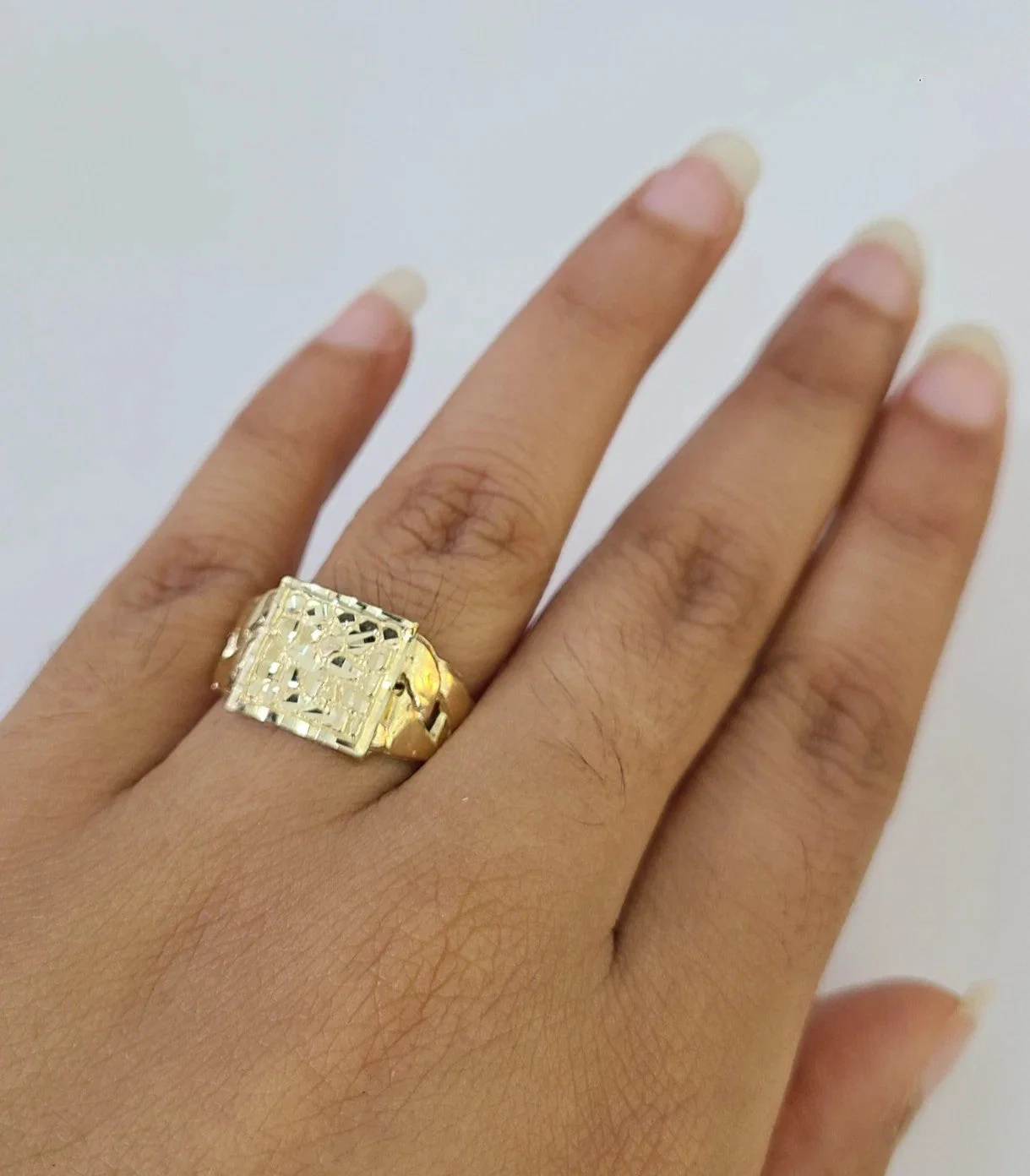 10k Nugget Ring Cuban Yellow Gold Women Men Real Genuine 10Kt - Image 2