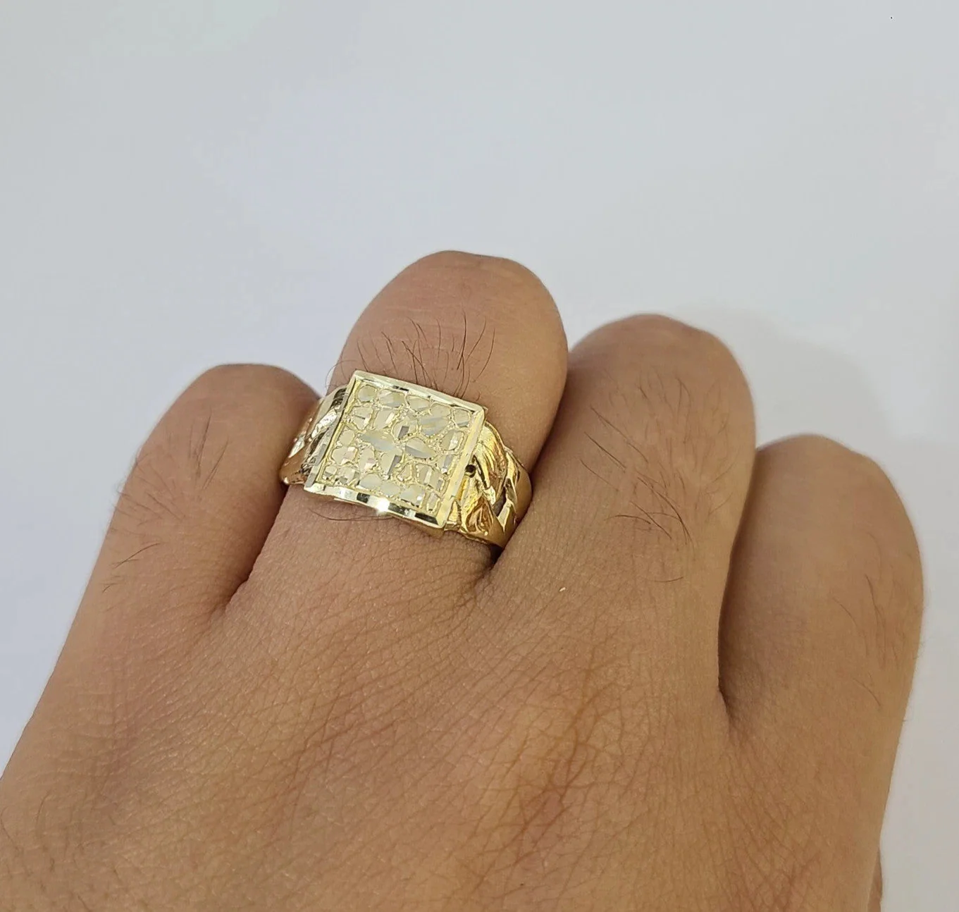 10k Nugget Ring Cuban Yellow Gold Women Men Real Genuine 10Kt - Image 5