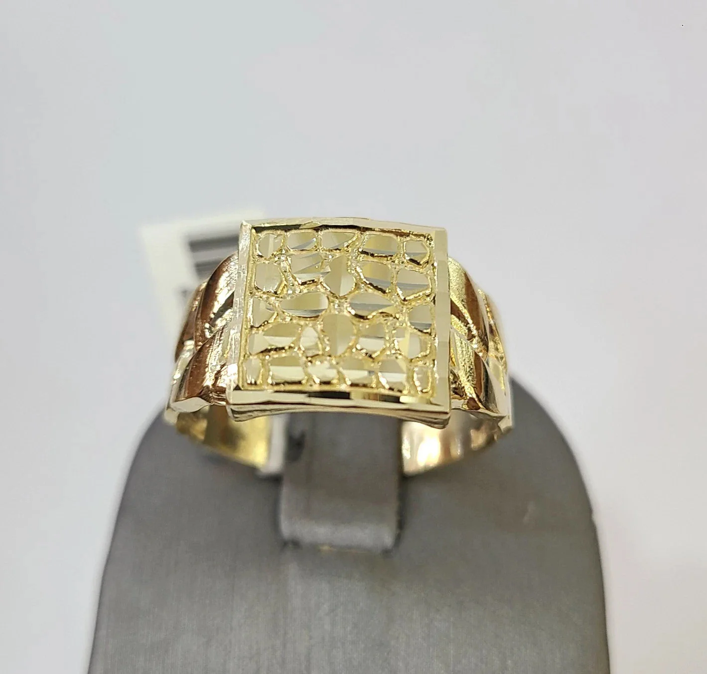 10k Nugget Ring Cuban Yellow Gold Women Men Real Genuine 10Kt - Image 3