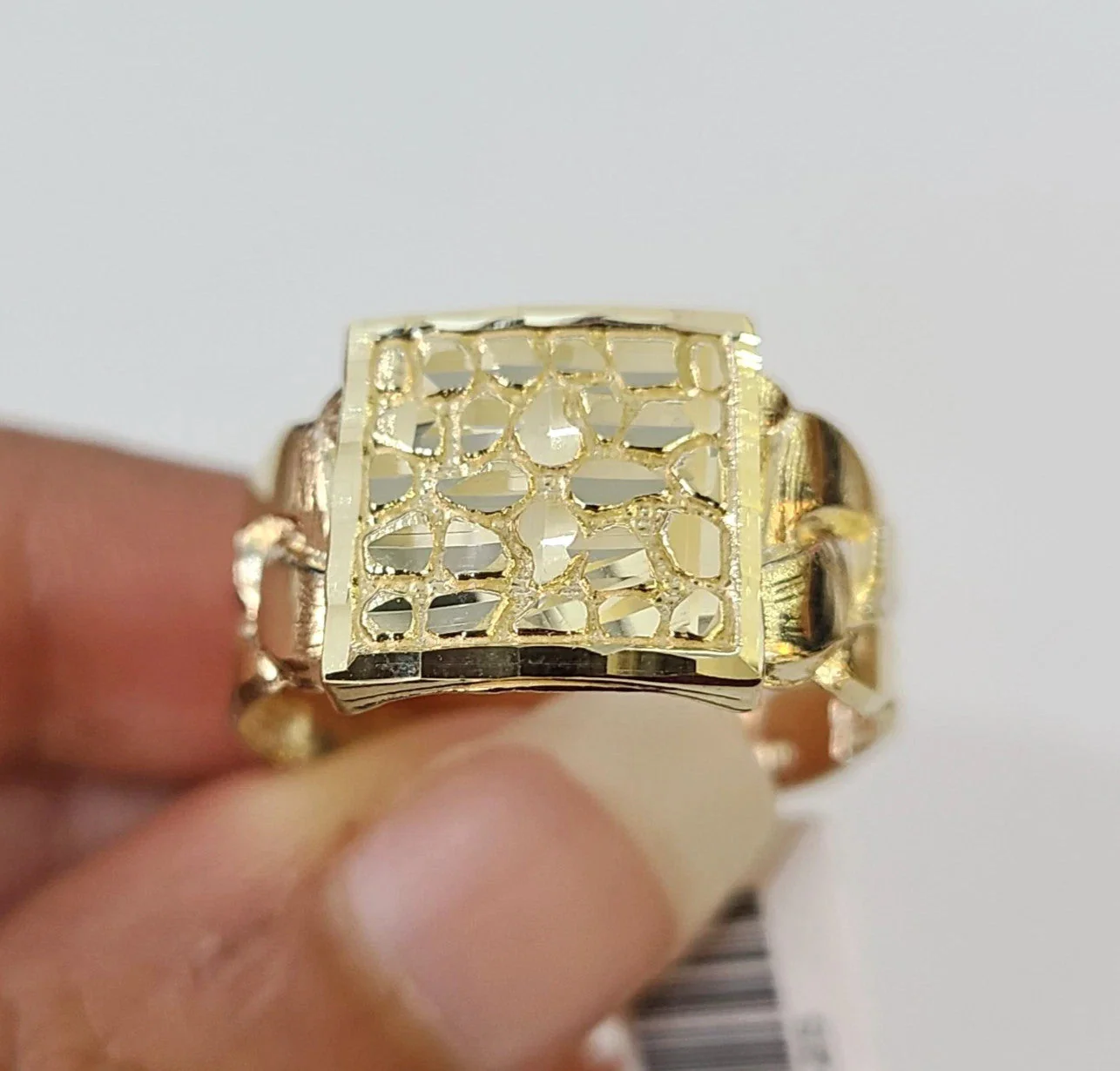 10k Nugget Ring Cuban Yellow Gold Women Men Real Genuine 10Kt - Image 5
