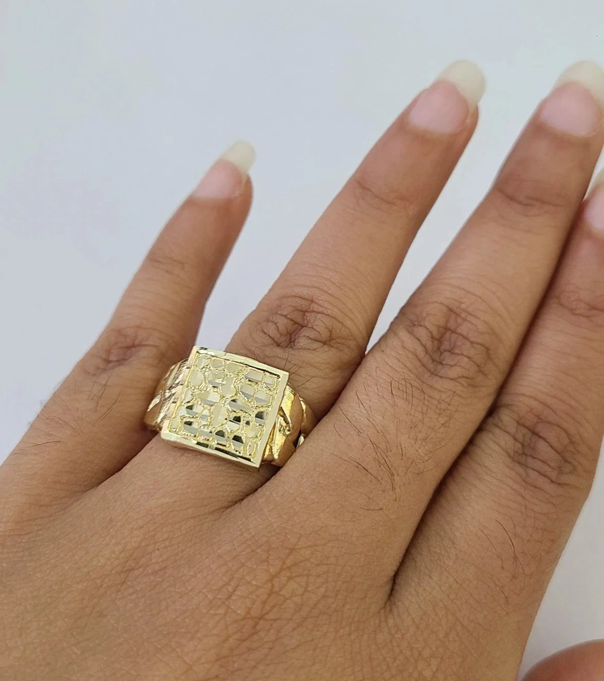 10k Nugget Ring Cuban Yellow Gold Women Men Real Genuine 10Kt - Image 6