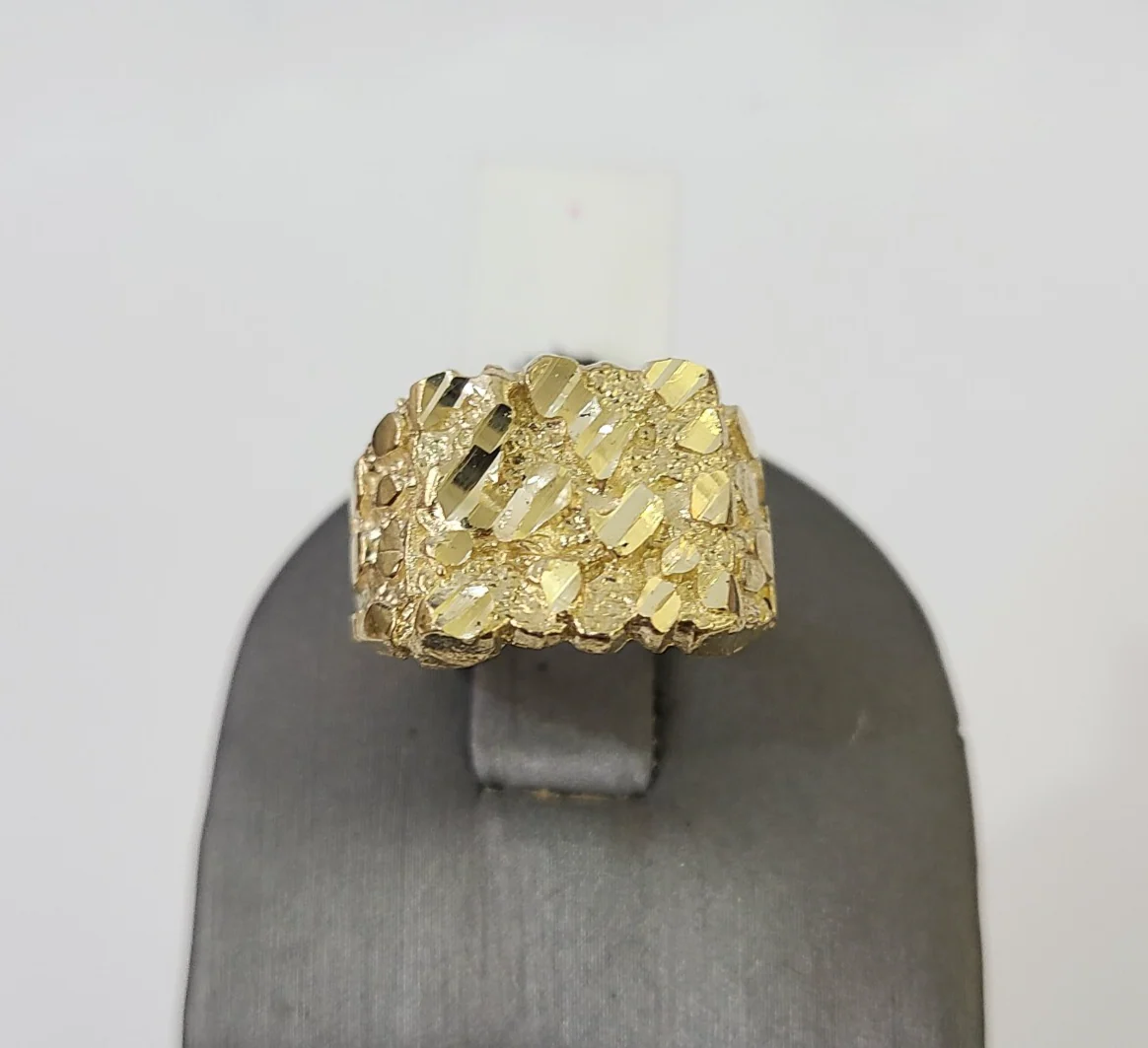 10k Nugget Ring Yellow Gold Women Men Real Genuine All Sizes - Image 2