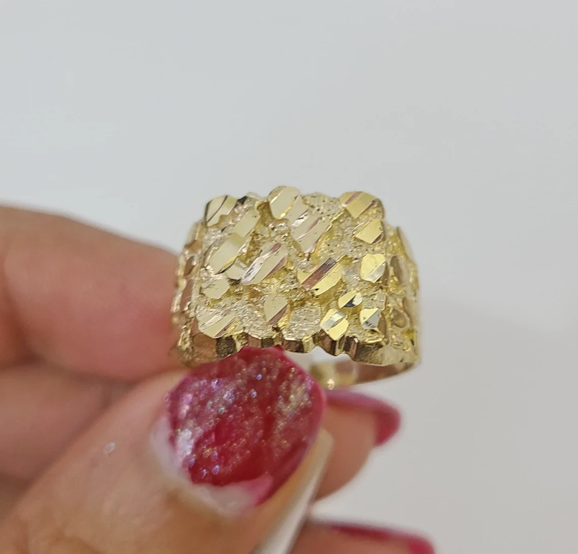 10k Nugget Ring Yellow Gold Women Men Real Genuine All Sizes - Image 4