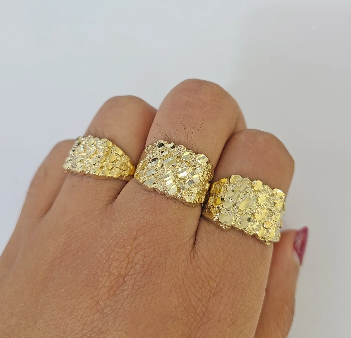 10k Nugget Ring Yellow Gold Women Men Real Genuine 6" - 12" - Image 2
