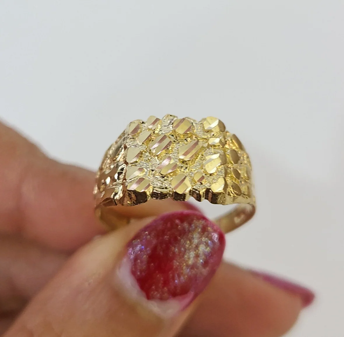 10k Nugget Ring Yellow Gold Women Men Real Genuine All Sizes - Image 3