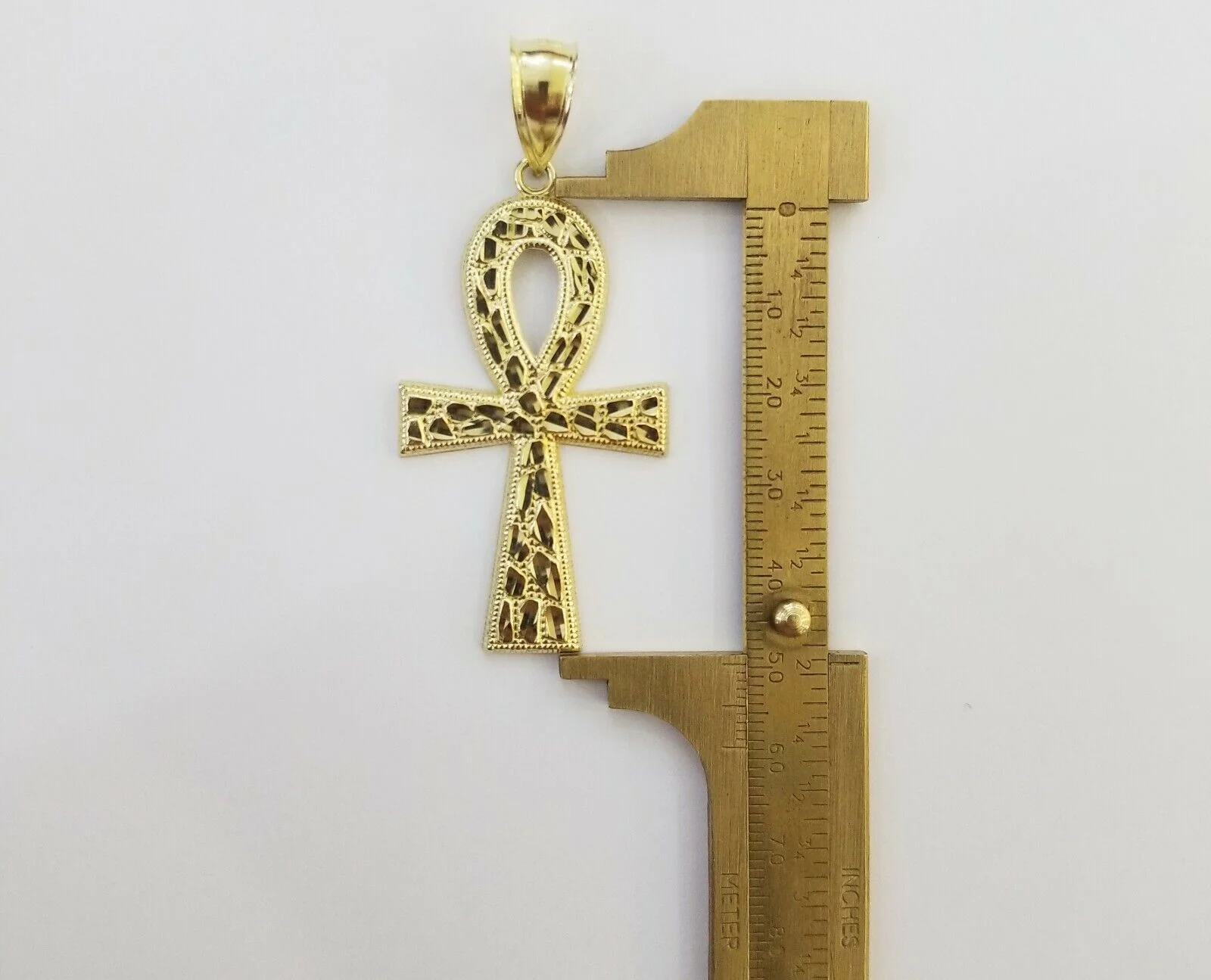 10k Nugget Style Yellow Gold Cross Pendant Real 10kt Mens Jesus Cross Pendant - Image 5