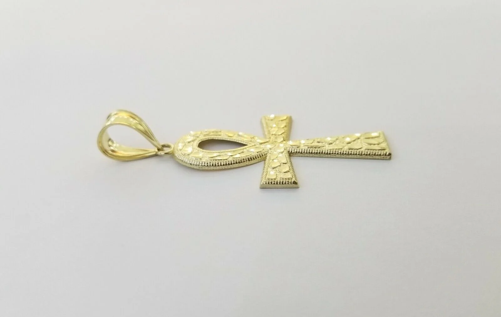 10k Nugget Style Yellow Gold Cross Pendant Real 10kt Mens Jesus Cross Pendant - Image 8