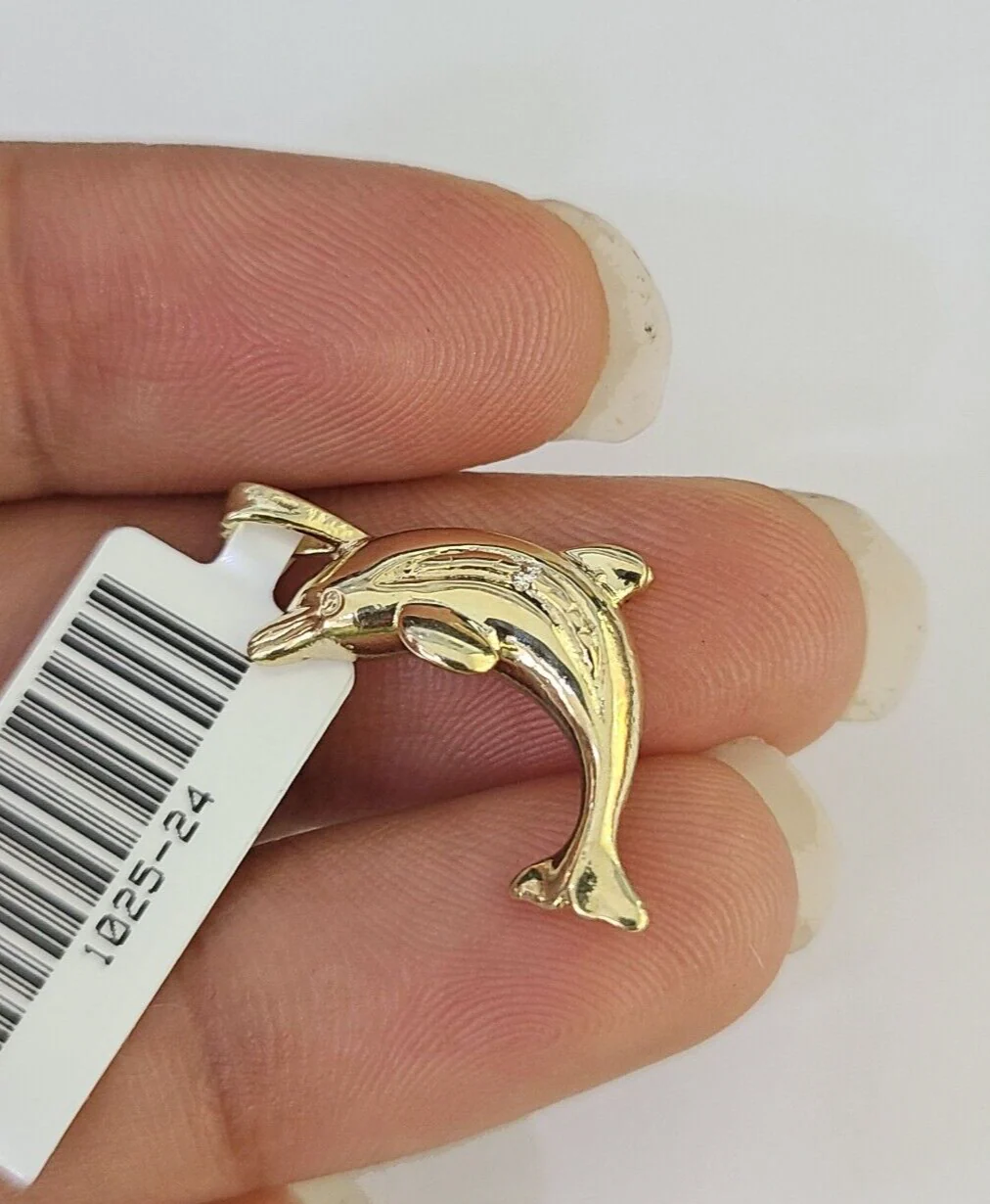 10K Real Dolphin Charm Pendant Yellow Gold 1" Genuine - Image 4