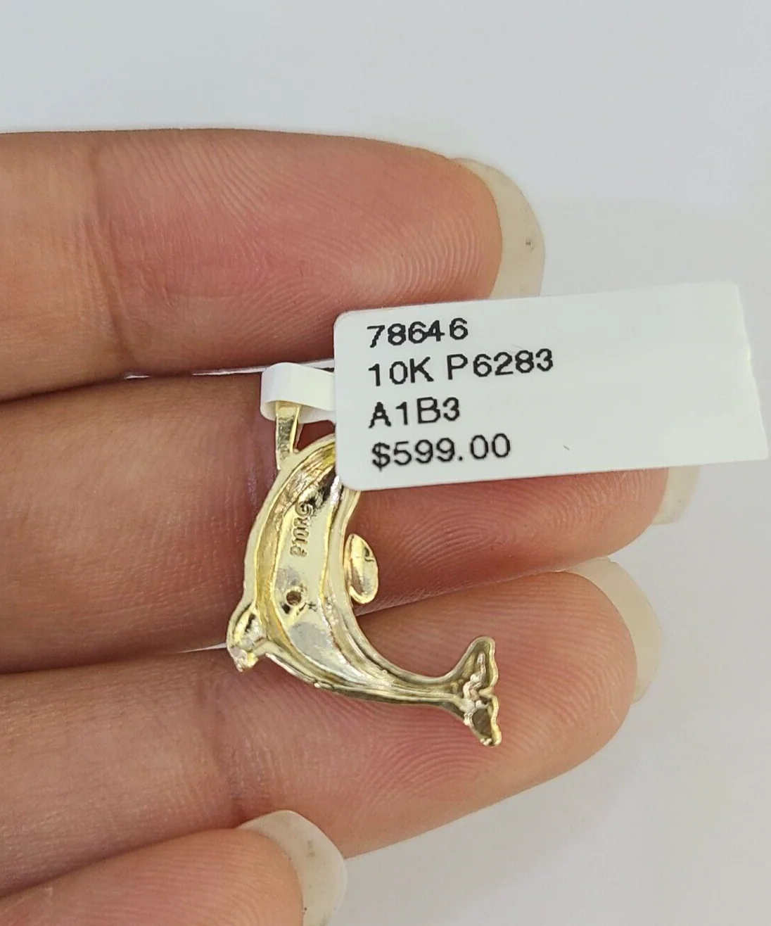 10K Real Dolphin Charm Pendant Yellow Gold 1" Genuine - Image 5