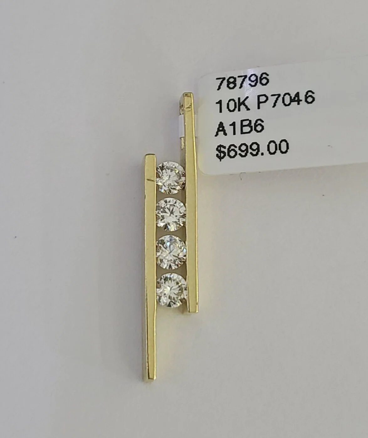 10K Real Four Stone Charm Pendant Gold 10kt Genuine 4 Yellow - Image 2