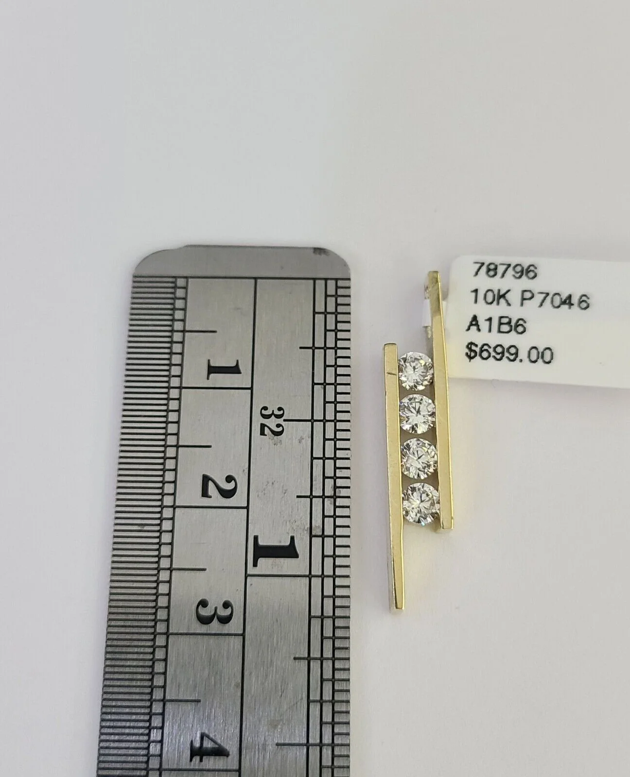 10K Real Four Stone Charm Pendant Gold 10kt Genuine 4 Yellow - Image 4