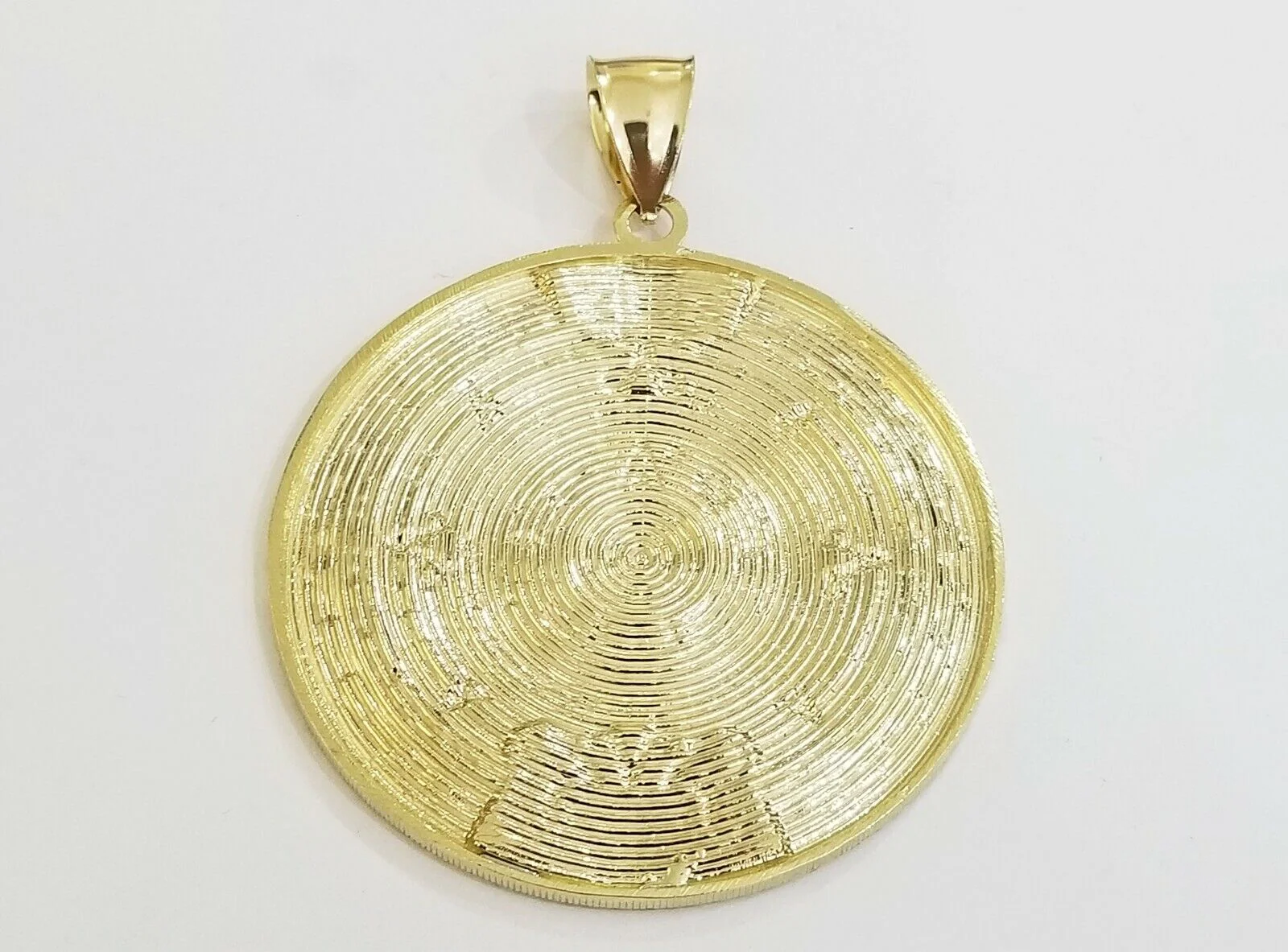 10k Real Gold Aztec Calendar Pendant Charm 3mm 20" 22" 24"  Franco Chain - Image 7
