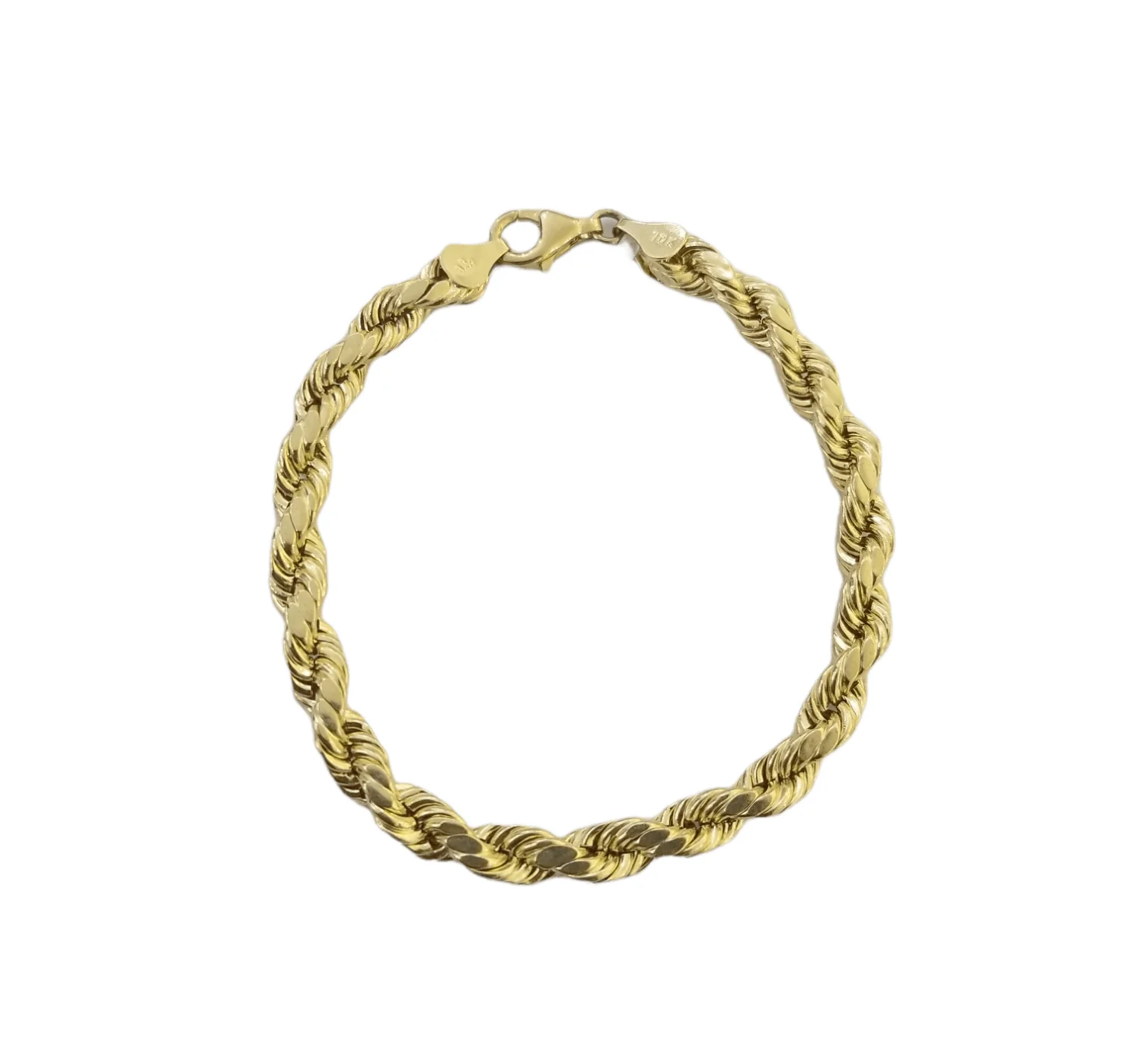10K Real Gold Bracelet 8" Inch Rope Chain 6mm Lobster Lock Yellow Gold - Image 3