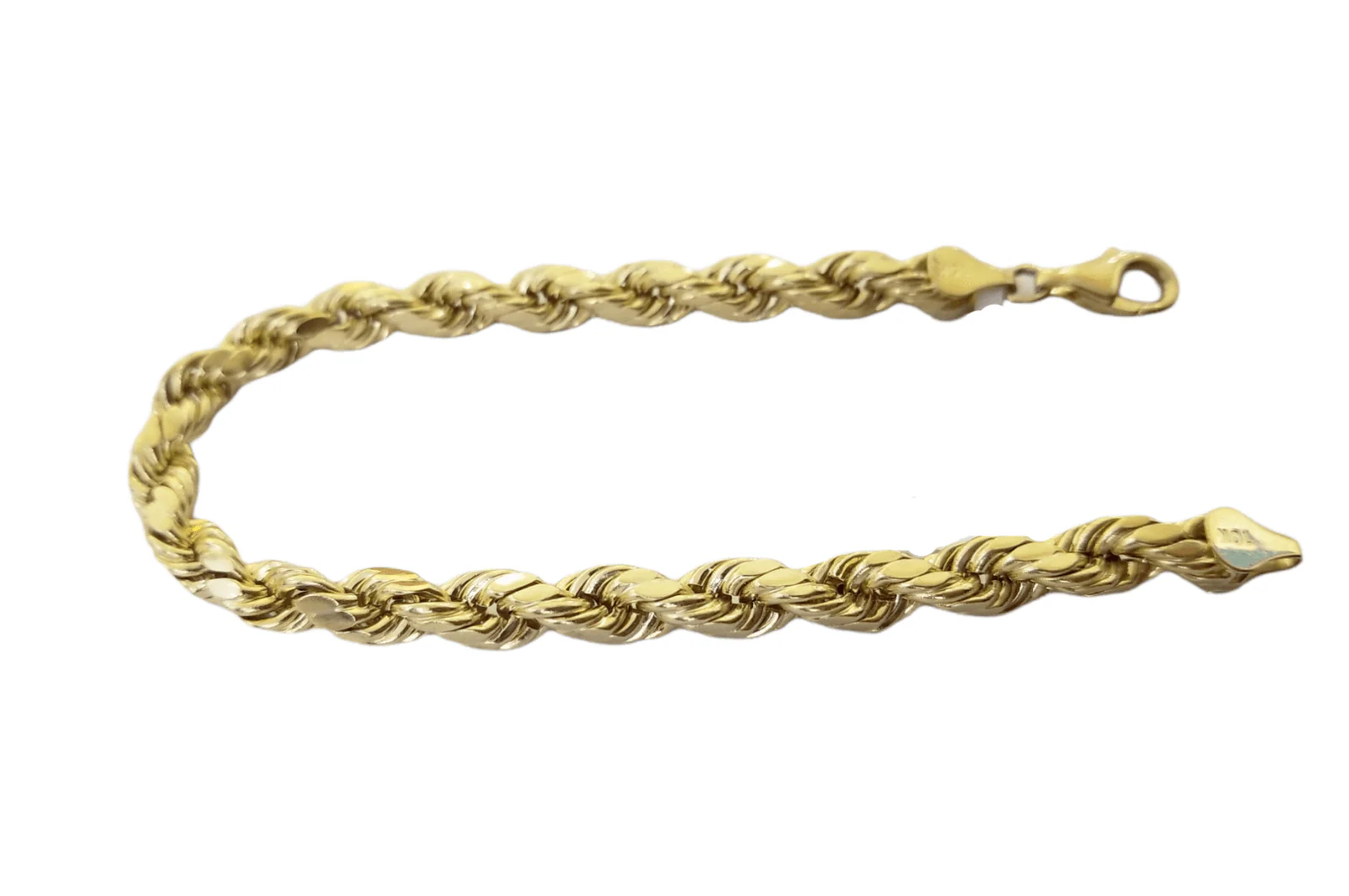 10K Real Gold Bracelet 8" Inch Rope Chain 6mm Lobster Lock Yellow Gold - Image 5