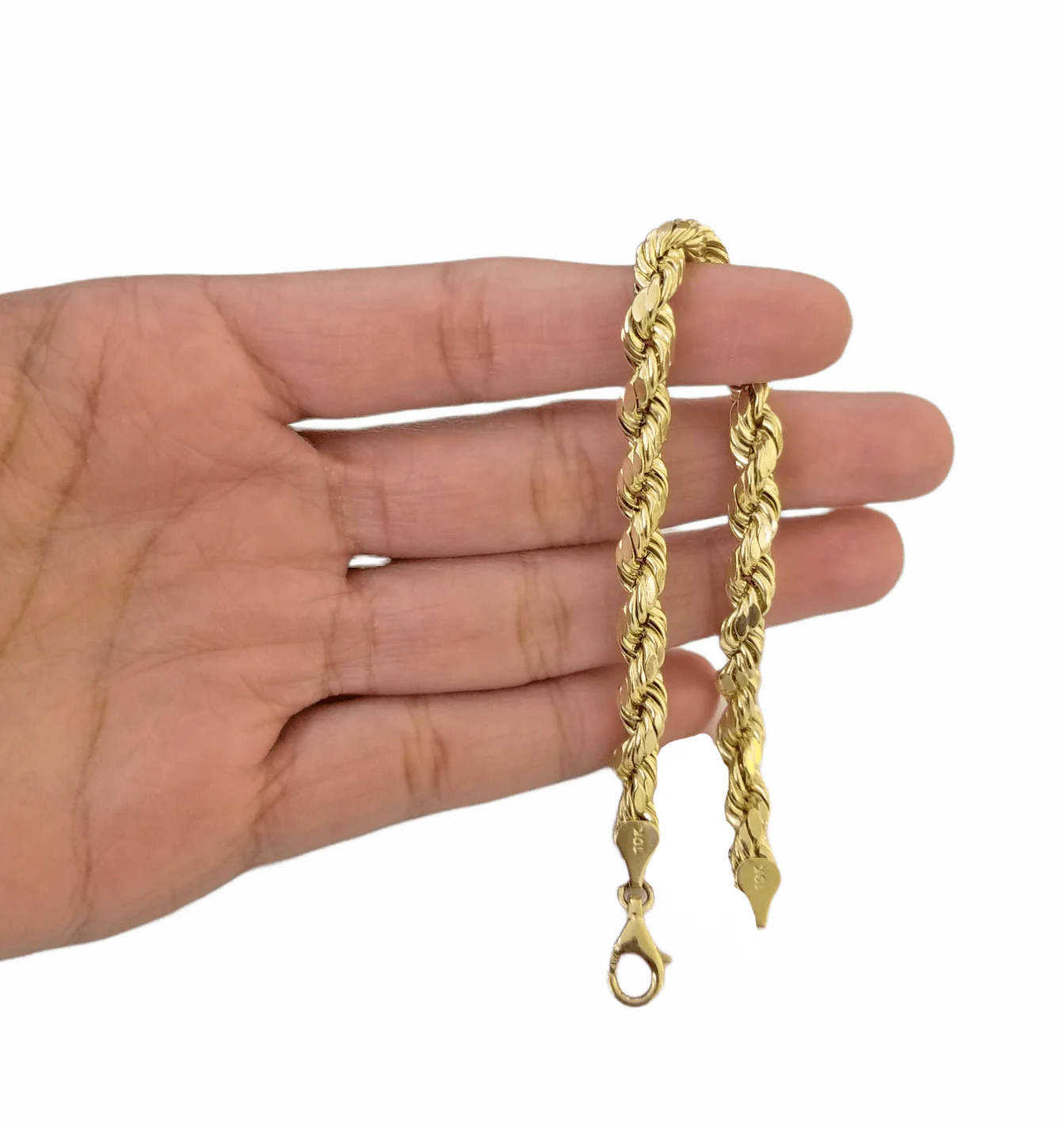 10K Real Gold Bracelet 8" Inch Rope Chain 6mm Lobster Lock Yellow Gold - Image 7