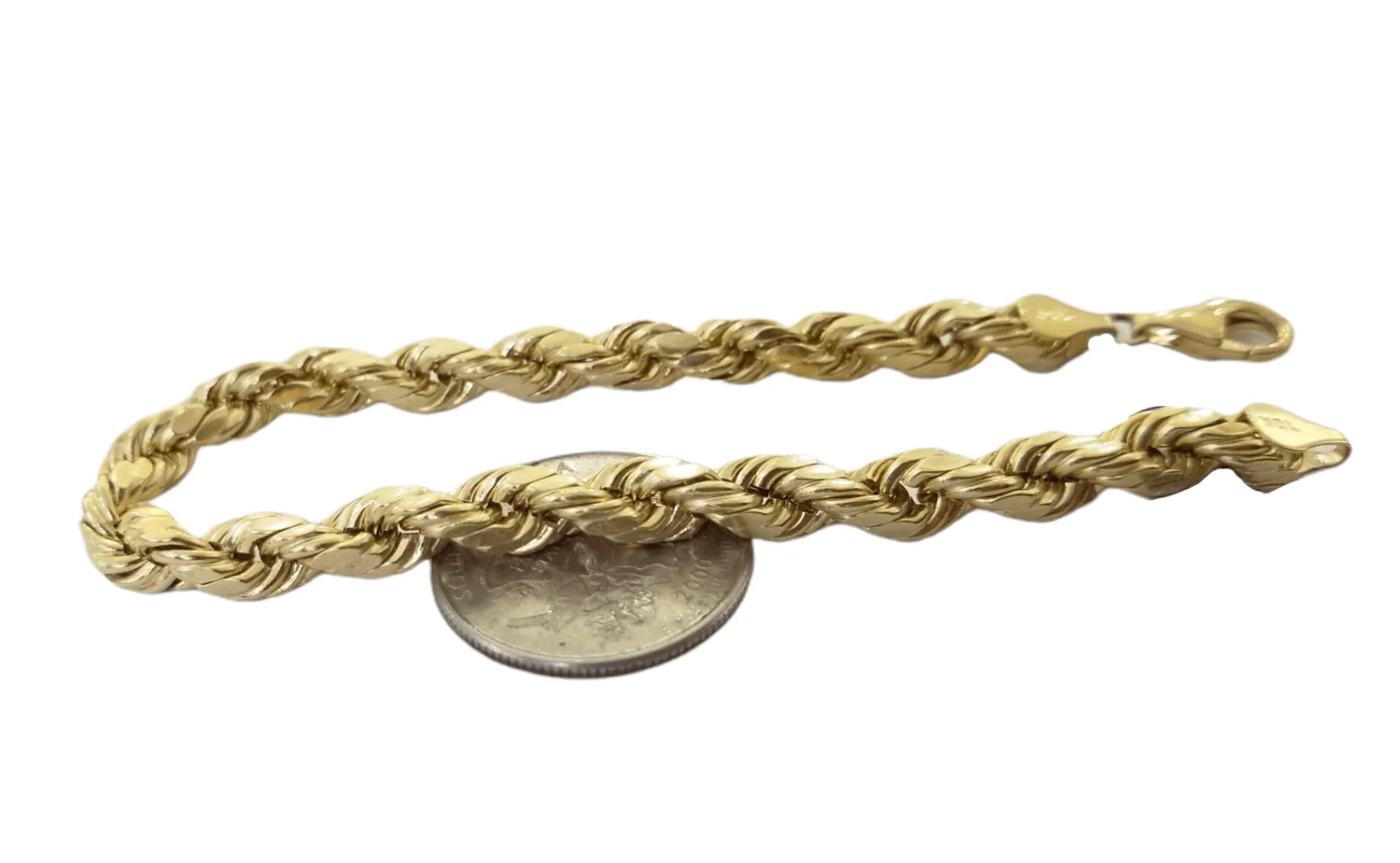 10K Real Gold Bracelet 8" Inch Rope Chain 6mm Lobster Lock Yellow Gold - Image 8