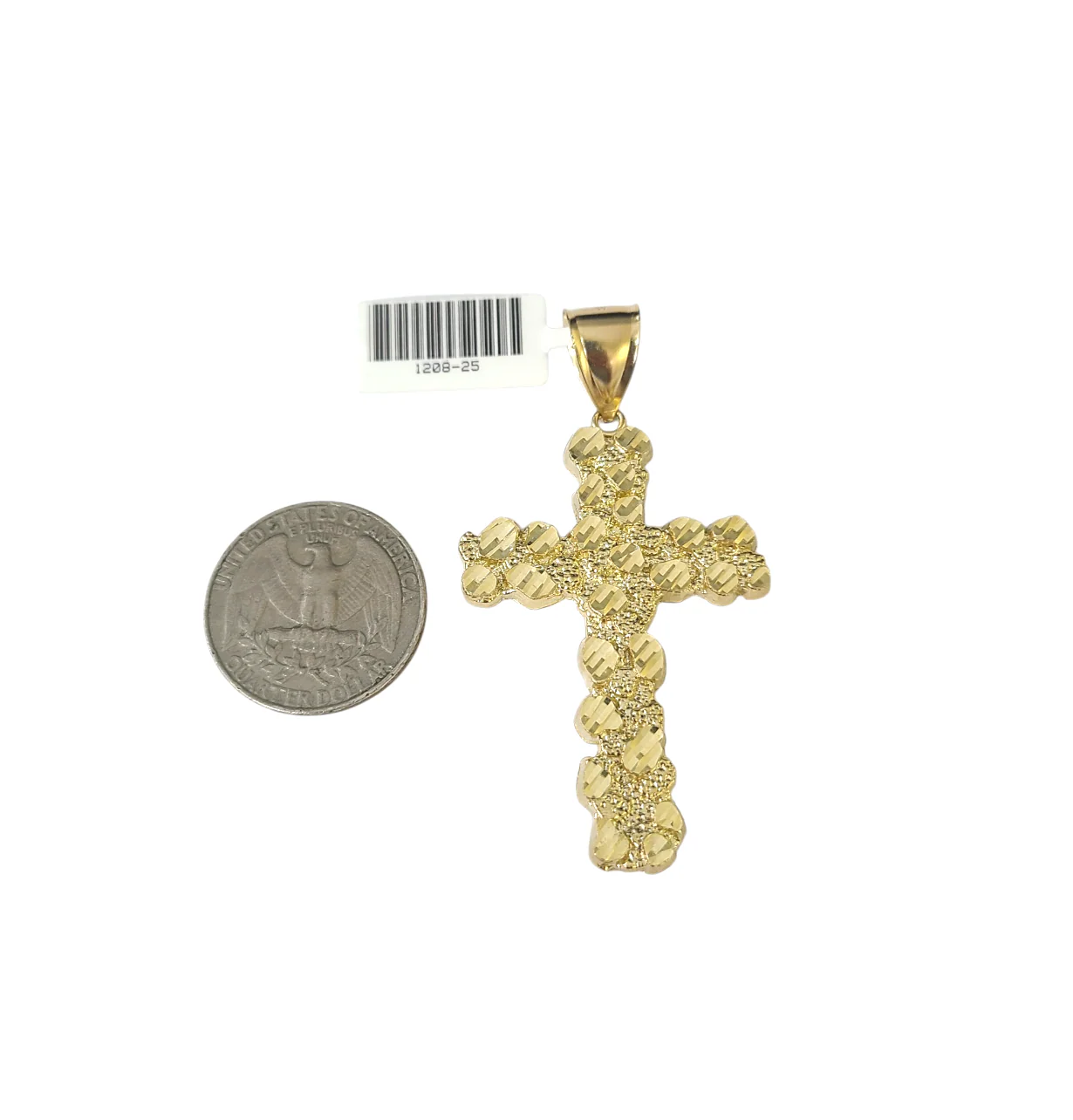 10k Real Gold Cuban Curb Chain Nugget Christ Cross Pendant SET 8mm Necklace Men - Image 4