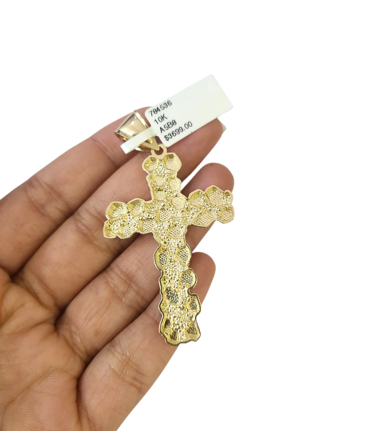 10k Real Gold Cuban Curb Chain Nugget Christ Cross Pendant SET 8mm Necklace Men - Image 8