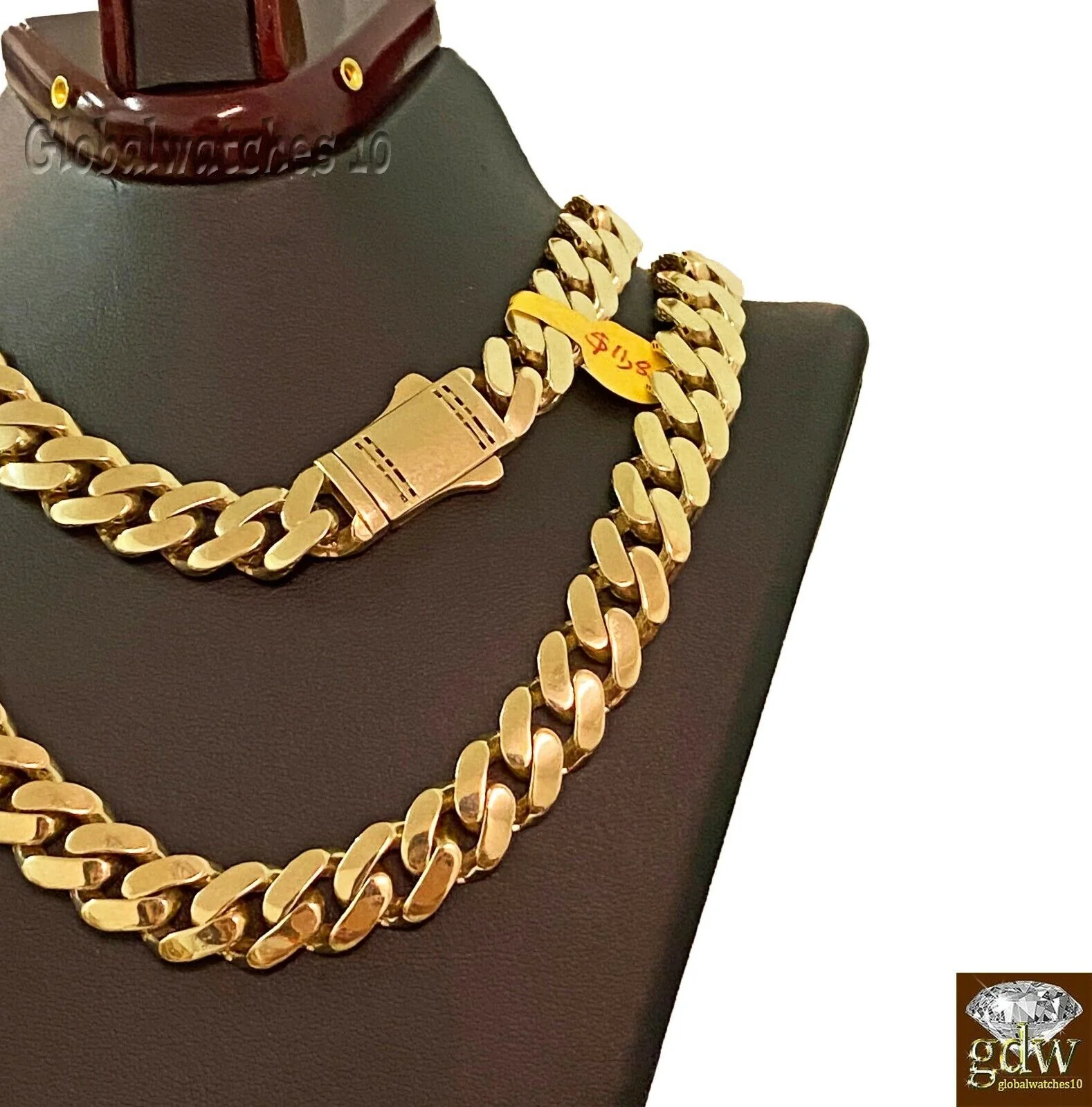10k Real Gold Men Royal  Miami Cuban Monaco Link Chain 24 inch 13.5mm THICK - Image 2
