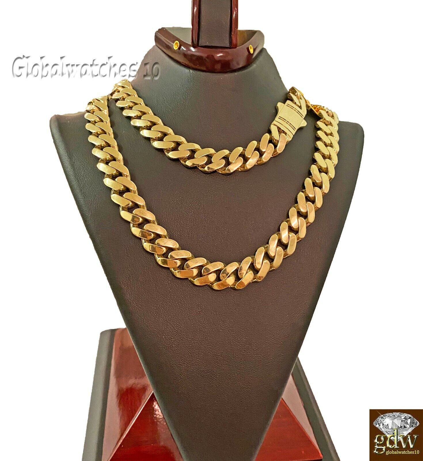 10k Real Gold Men Royal  Miami Cuban Monaco Link Chain 24 inch 13.5mm THICK - Image 4