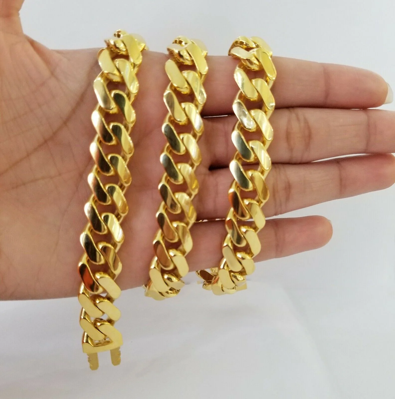 10k Real Gold Miami Cuban Link Chain Monaco 24 inch 13mm Real THICK necklace Men - Image 3