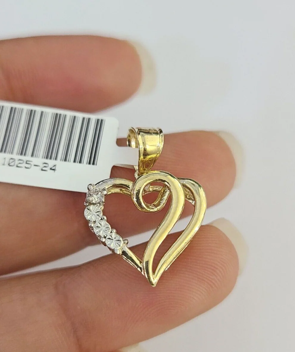 10K Real Heart Charm Pendant Gold 10kt Genuine Yellow - Image 2