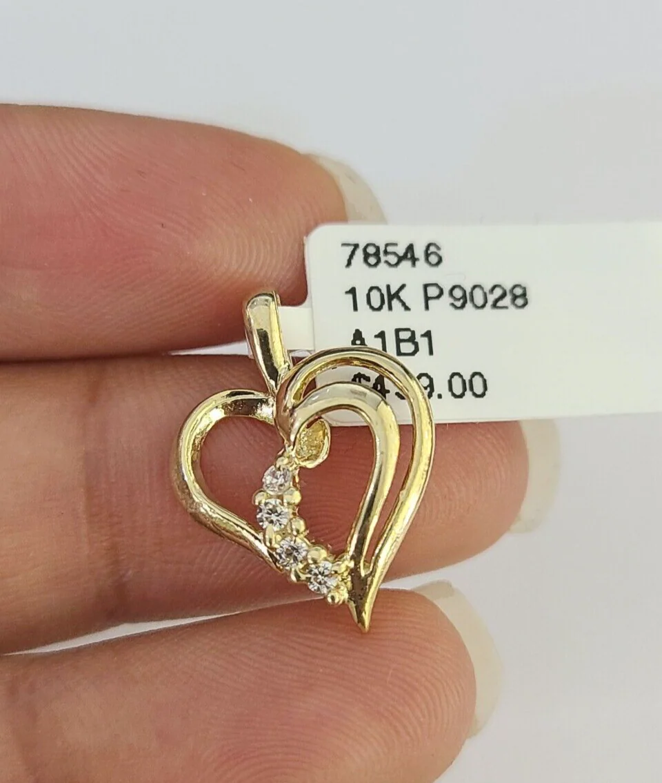 10K Real Heart Charm Pendant Gold 10kt Genuine Yellow - Image 3