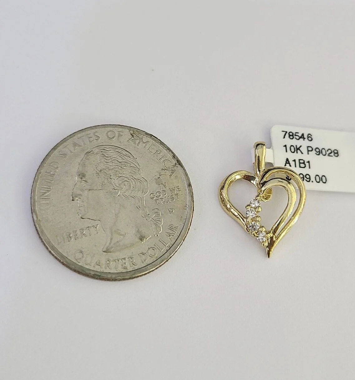 10K Real Heart Charm Pendant Gold 10kt Genuine Yellow - Image 4