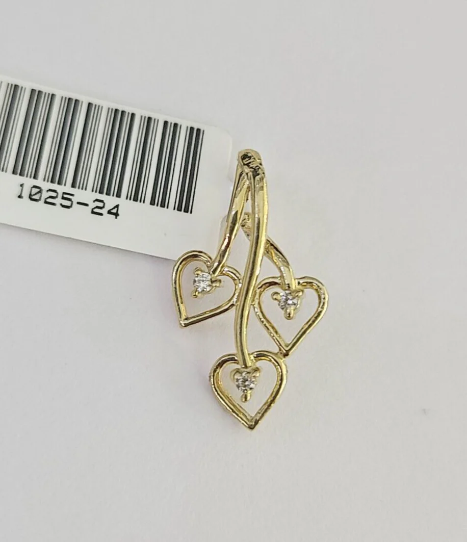 10K Real Hearts Charm Pendant Gold 10kt Genuine Yellow - Image 4