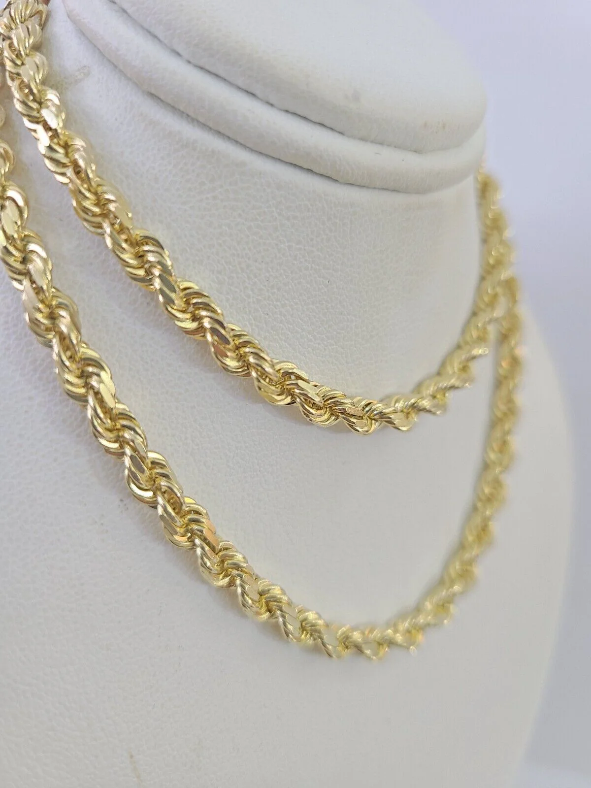 10k Real Solid Rope Chain Yellow Gold Women Men Diamond Cut 4mm 20 Inches - Image 2