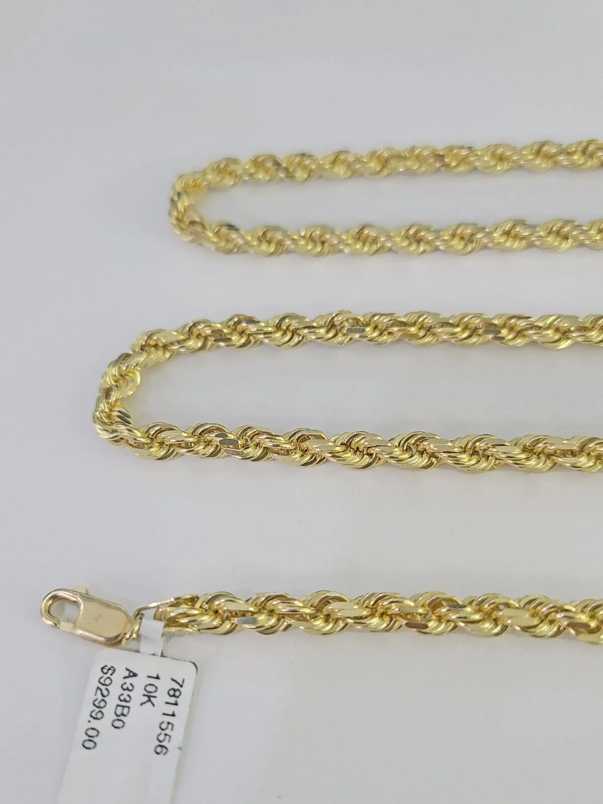 10k Real Solid Rope Chain Yellow Gold Women Men Diamond Cut 4mm 20 Inches - Image 5