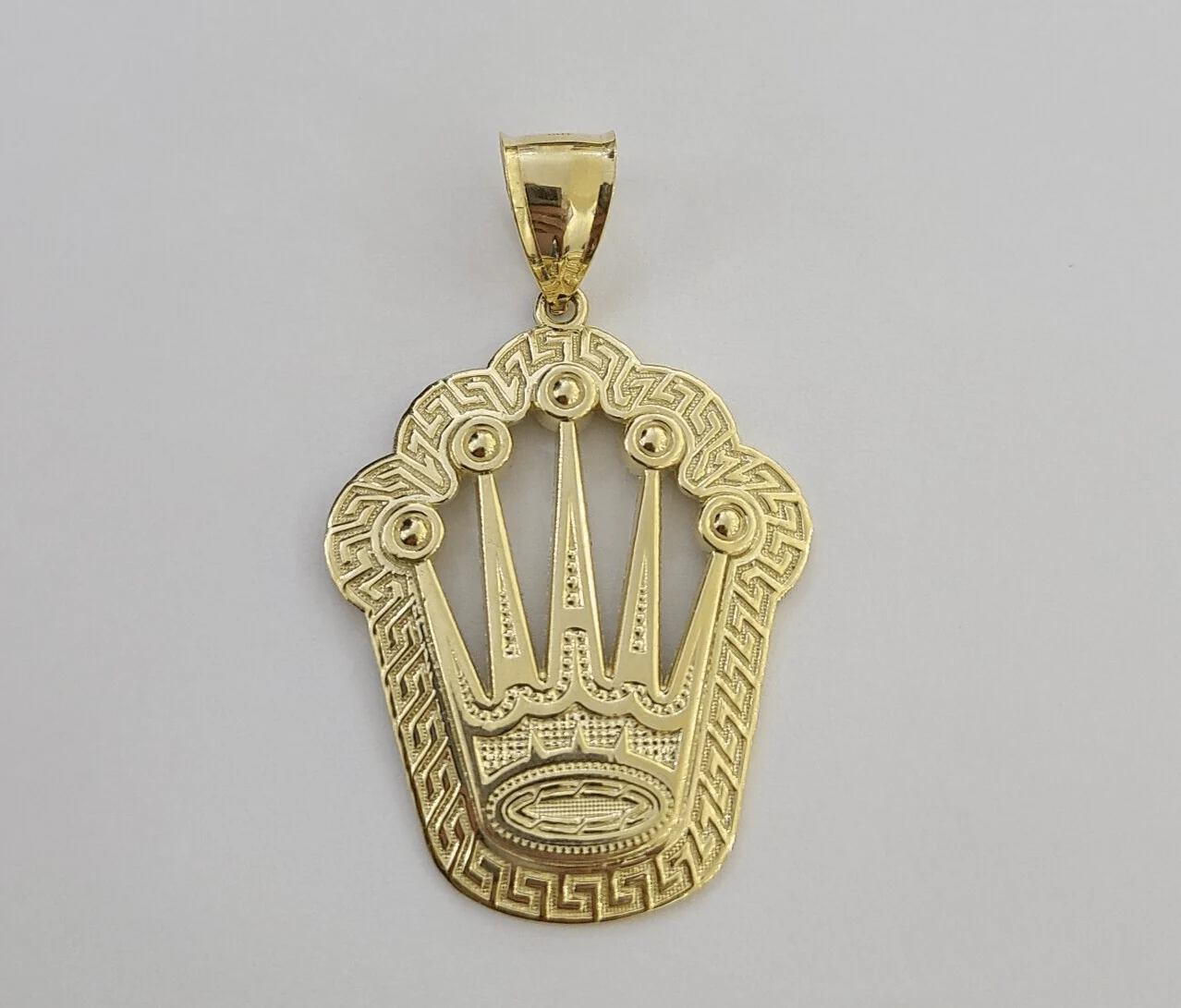 10K Real Yellow Gold Crown Charm Pendant Gold Royal Crown 2" Inch 10kt - Image 2