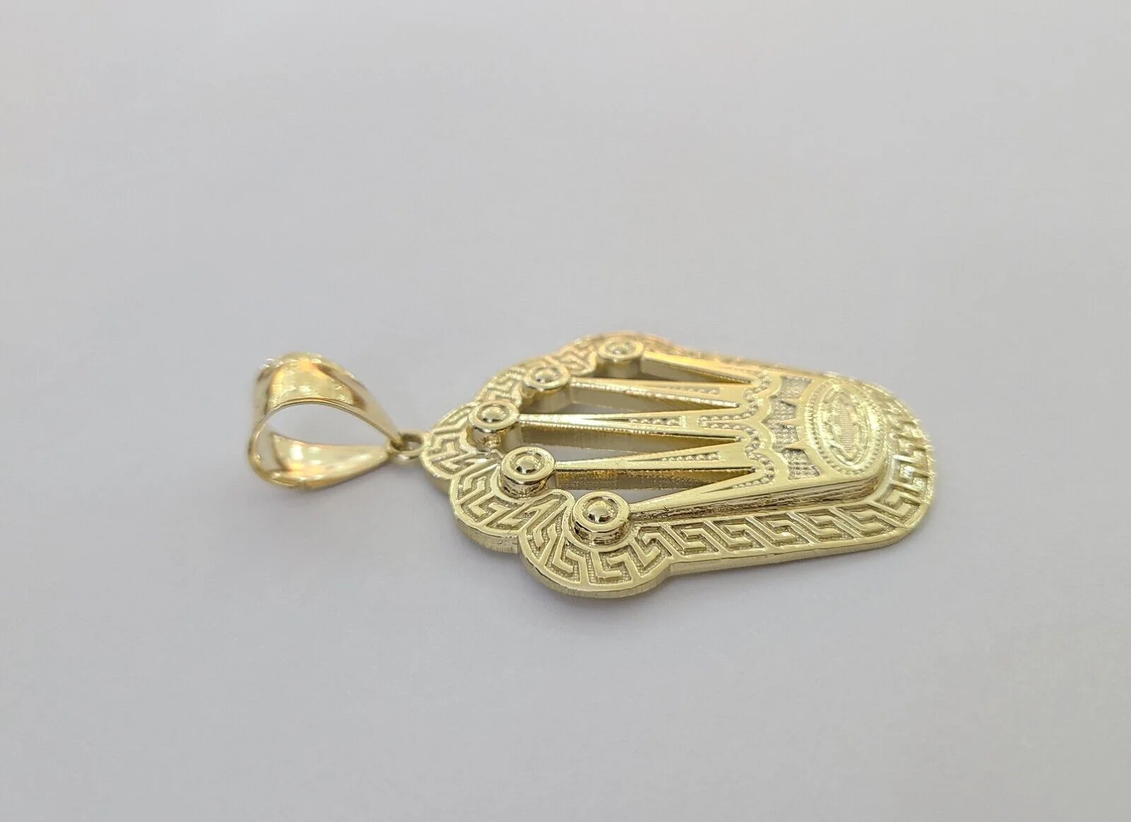 10K Real Yellow Gold Crown Charm Pendant Gold Royal Crown 2" Inch 10kt - Image 4