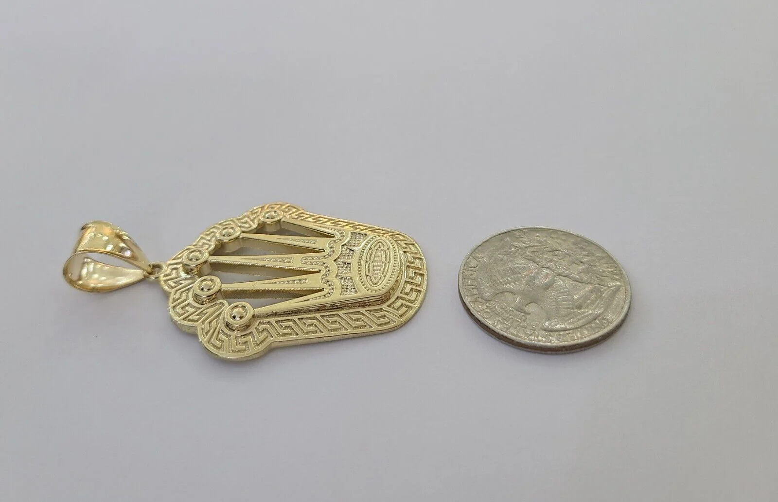 10K Real Yellow Gold Crown Charm Pendant Gold Royal Crown 2" Inch 10kt - Image 6