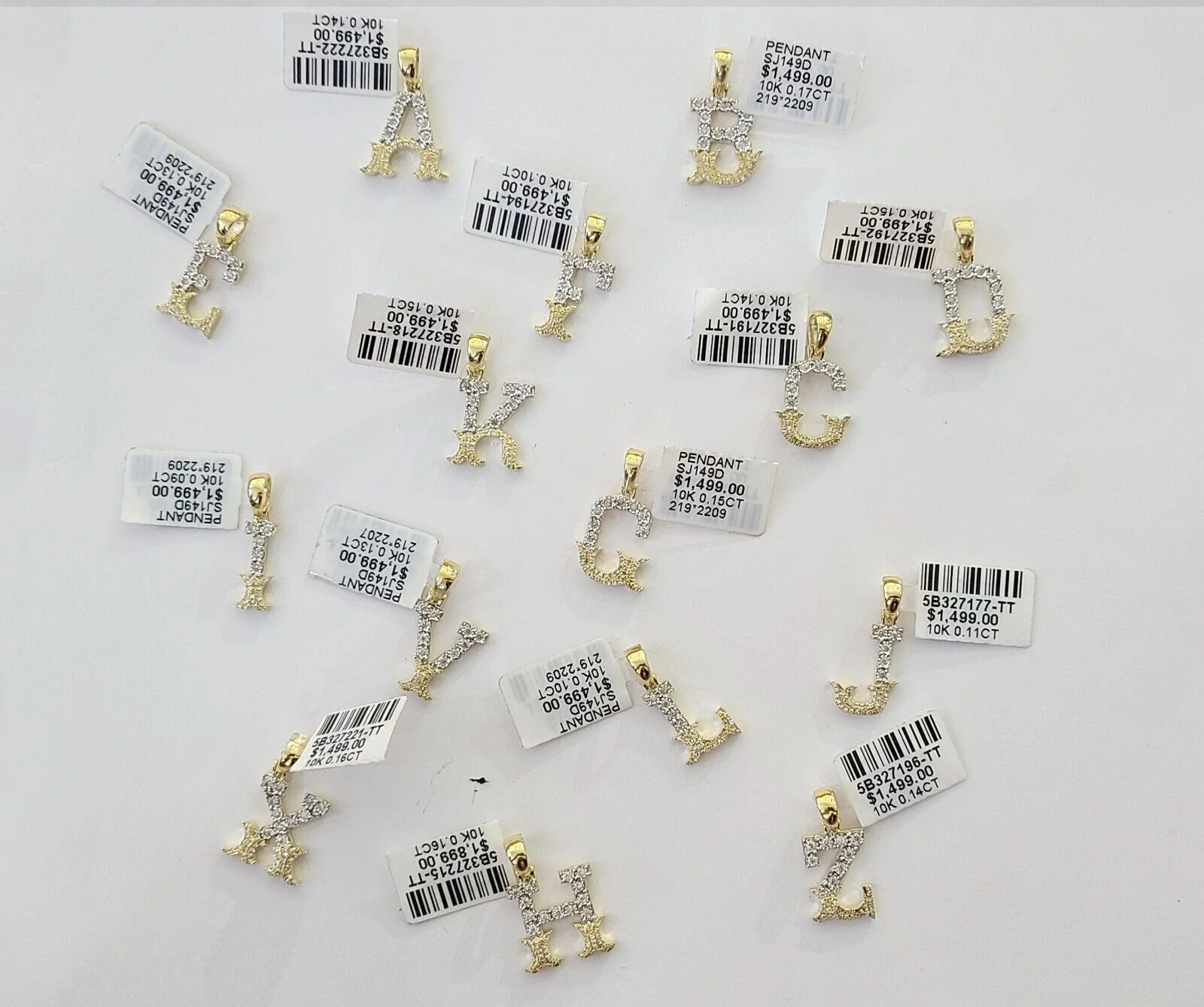 10k Real Yellow Gold Genuine Diamond Initial A-Z Alphabet Charm Letters Pendent - Image 14