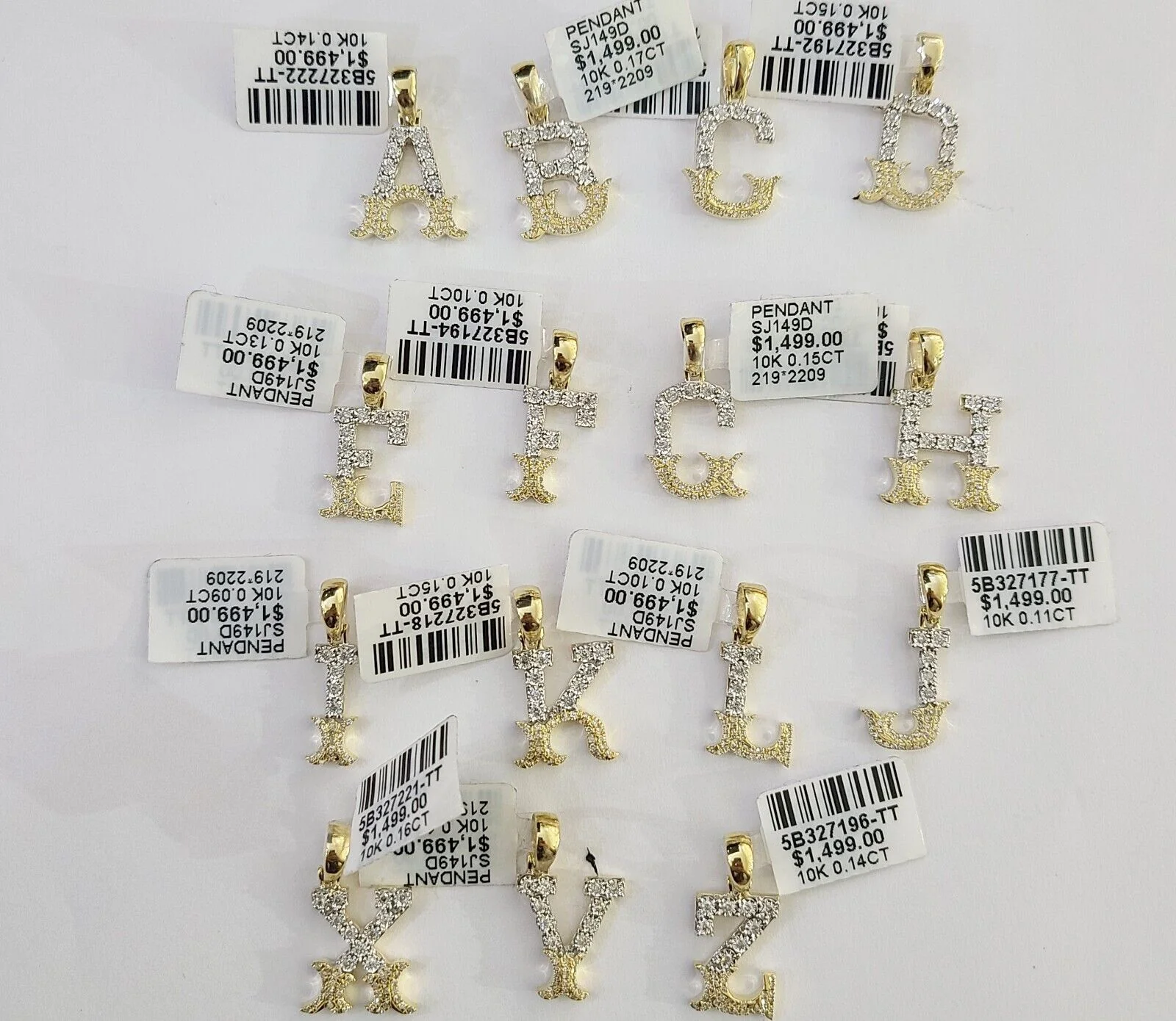 10k Real Yellow Gold Genuine Diamond Initial A-Z Alphabet Charm Letters Pendent - Image 27