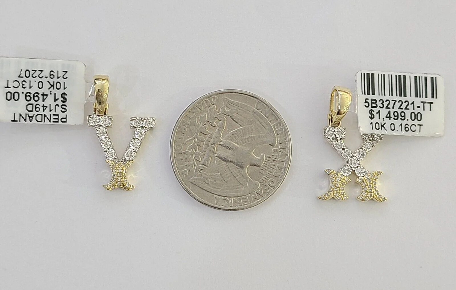 10k Real Yellow Gold Genuine Diamond Initial A-Z Alphabet Charm Letters Pendent - Image 28