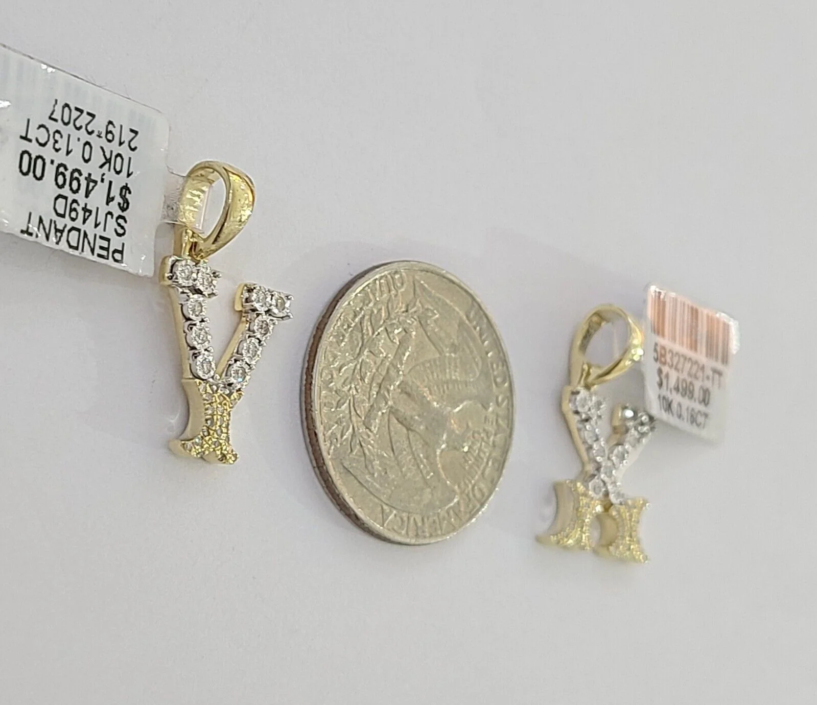 10k Real Yellow Gold Genuine Diamond Initial A-Z Alphabet Charm Letters Pendent - Image 31