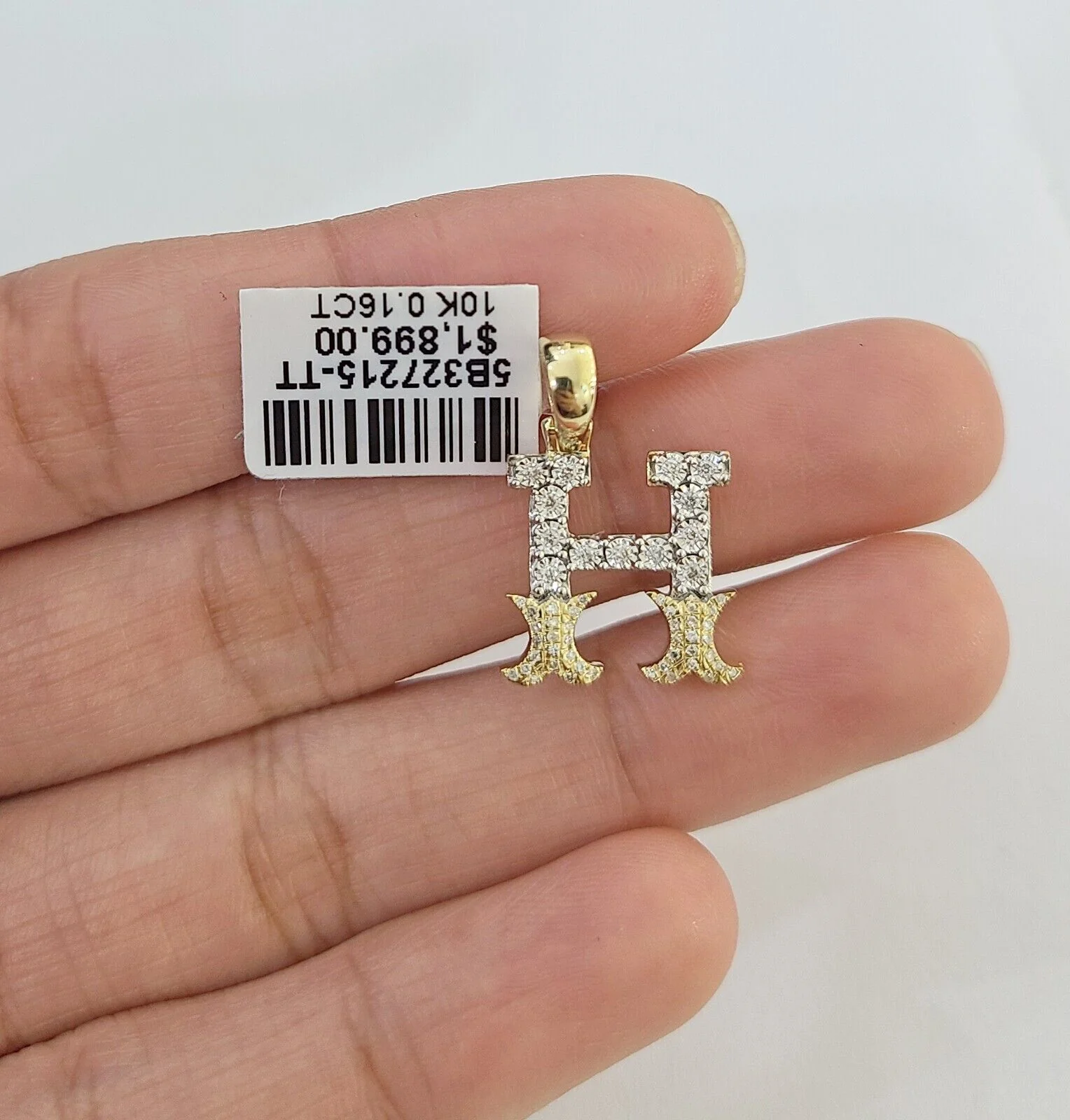 10k Real Yellow Gold Genuine Diamond Initial A-Z Alphabet Charm Letters Pendent - Image 7