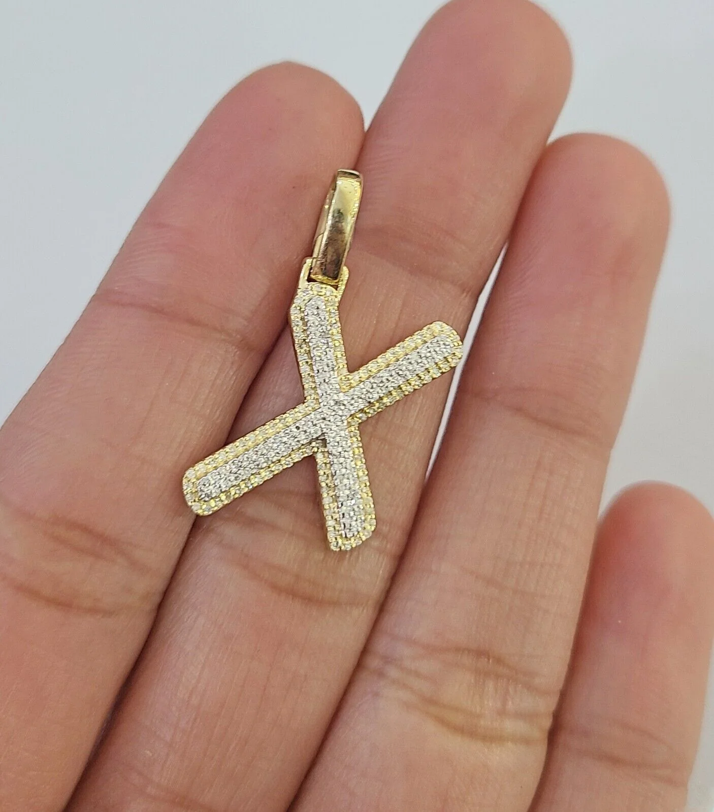 10k Real Yellow Gold Genuine Diamond Initial A-Z Alphabet Charm Pendent - Image 21
