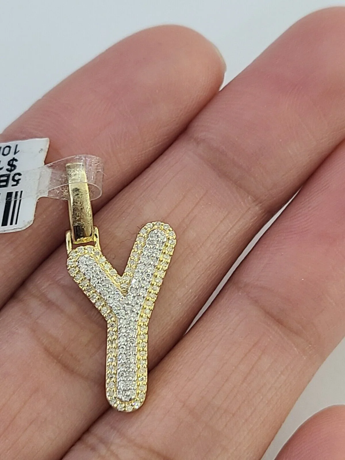 10k Real Yellow Gold Genuine Diamond Initial A-Z Alphabet Charm Pendent - Image 22