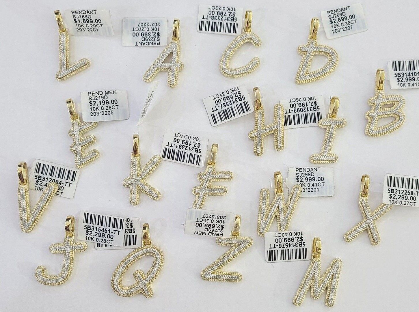 10k Real Yellow Gold Genuine Diamond Initial A-Z Alphabet Charm Pendent - Image 26