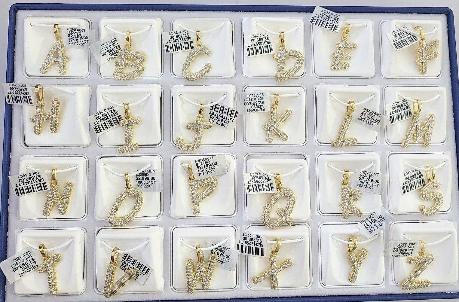 10k Real Yellow Gold Genuine Diamond Initial A-Z Alphabet Charm Pendent - Image 27