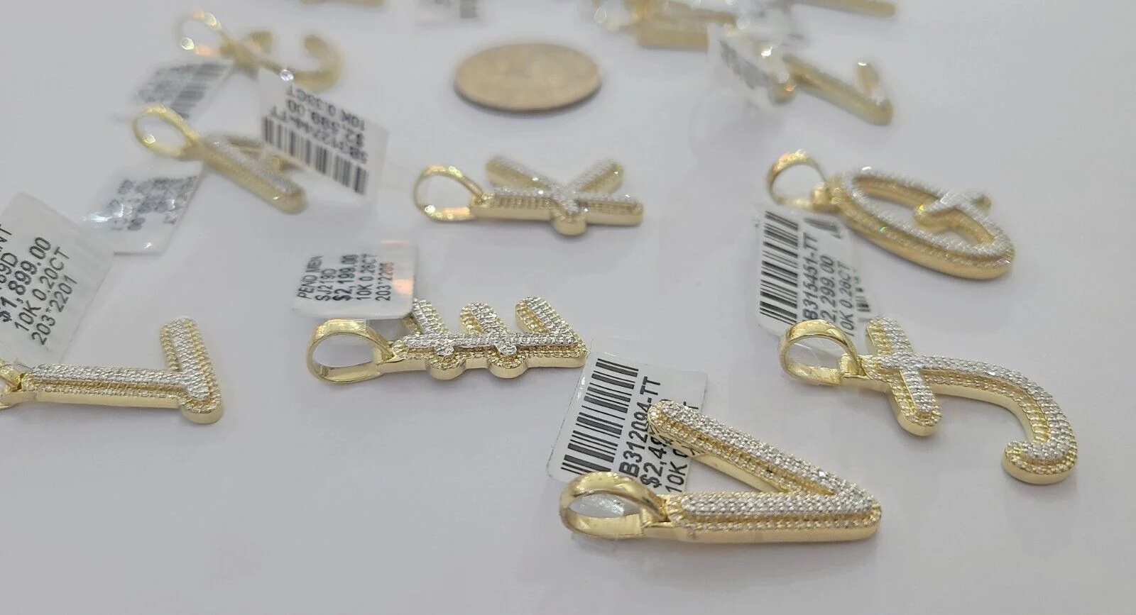 10k Real Yellow Gold Genuine Diamond Initial A-Z Alphabet Charm Pendent - Image 30