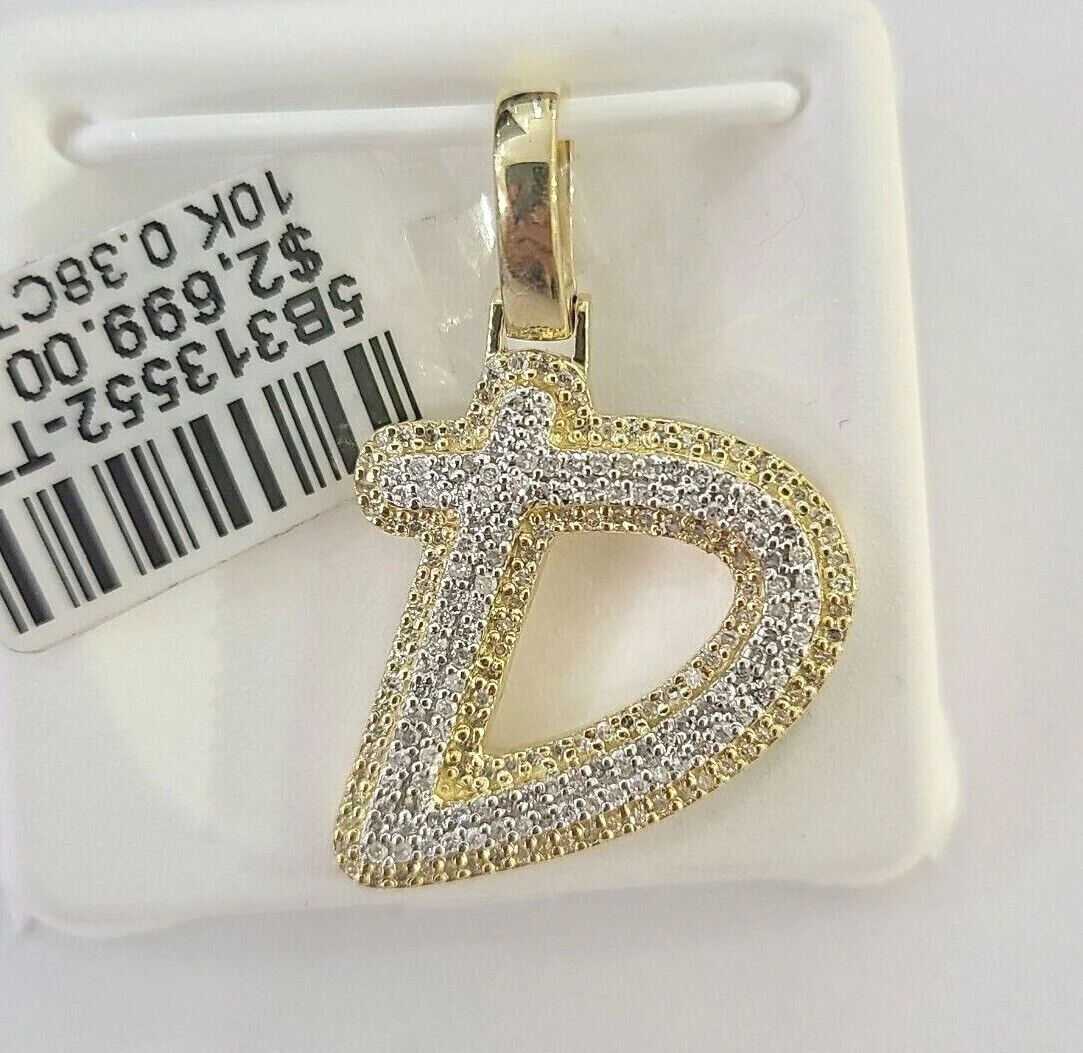 10k Real Yellow Gold Genuine Diamond Initial A-Z Alphabet Charm Pendent - Image 4